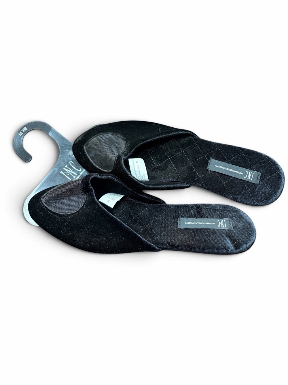 INC International Concepts Black womens Velvet Slide Slippers